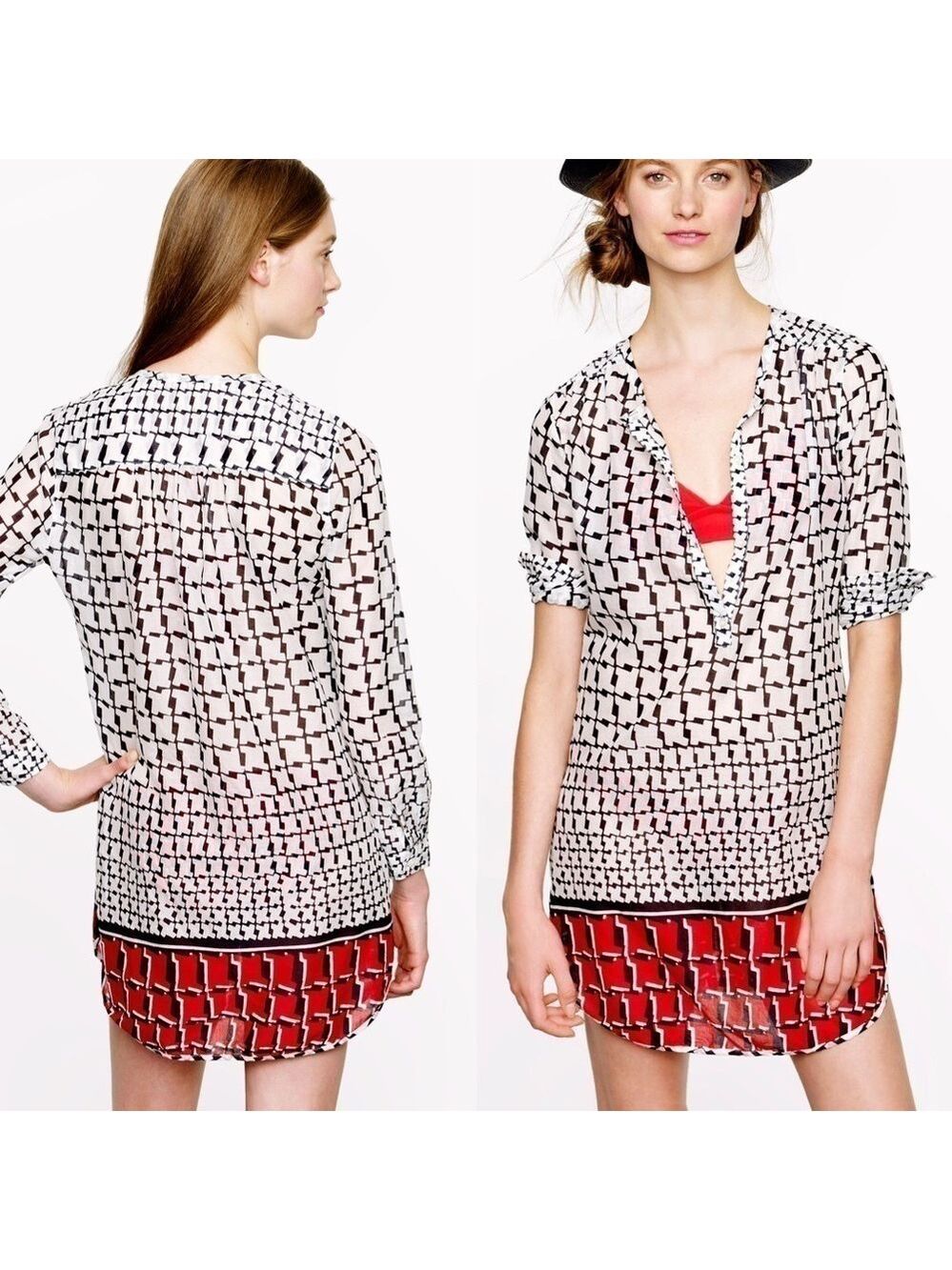 J. Crew Cubist Houndstooth Tunic Cover-Up - Picture 2 of 10